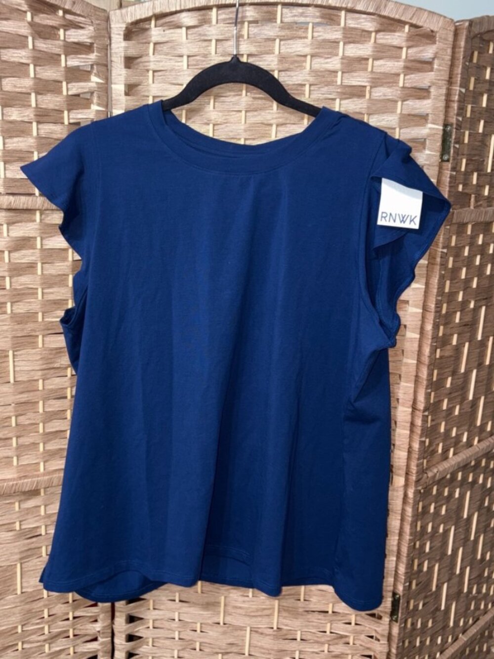 NEW NWT Renwick RNWK Ruffle Navy Short Sleeve Golf Tennis Top XL Performance
